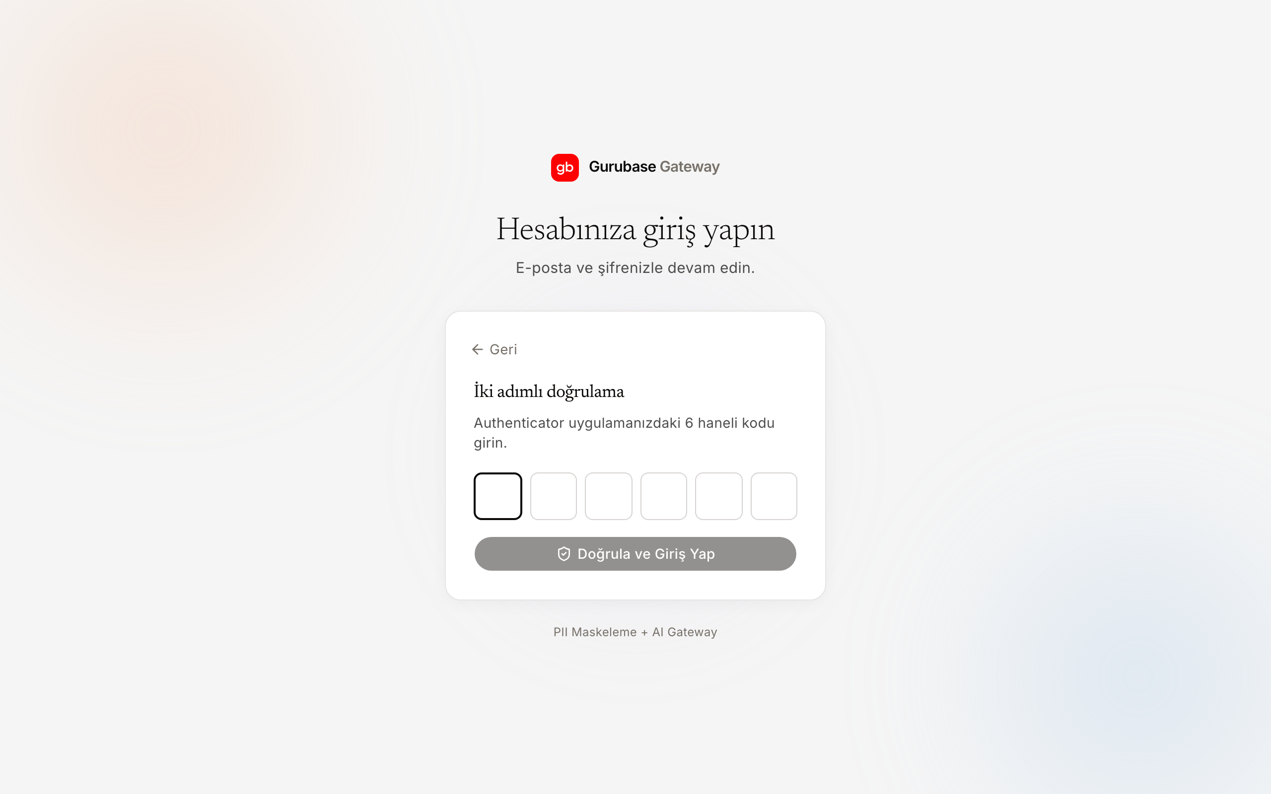 İki adımlı doğrulama ekranı